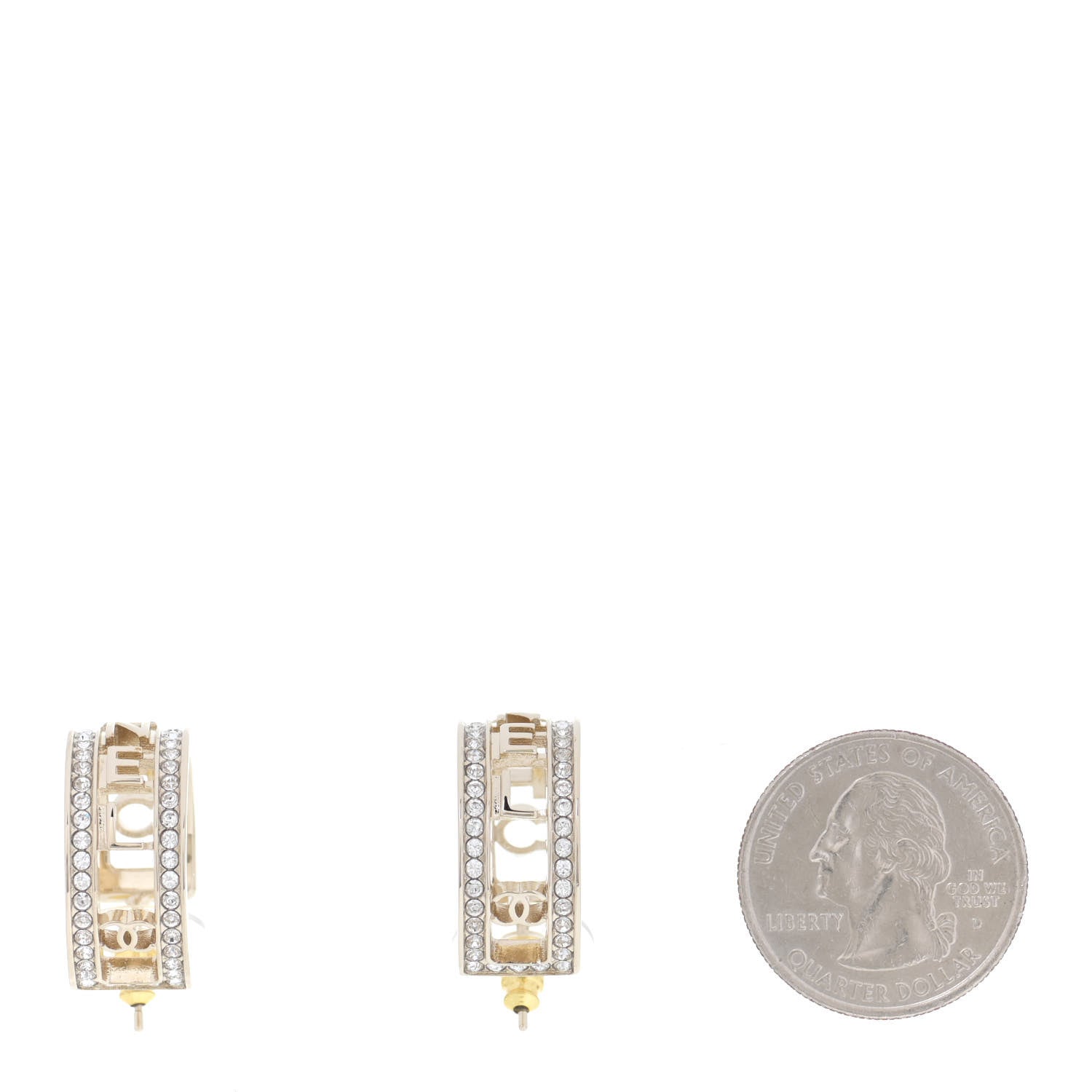 Chanel Metal Crystal Bow-tiful CC Hoop Earrings Gold 2 of 5