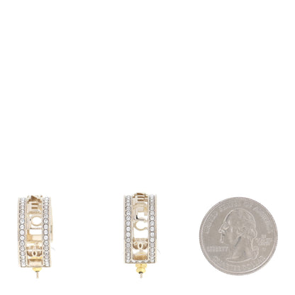 Chanel Metal Crystal Bow-tiful CC Hoop Earrings Gold 2 of 5