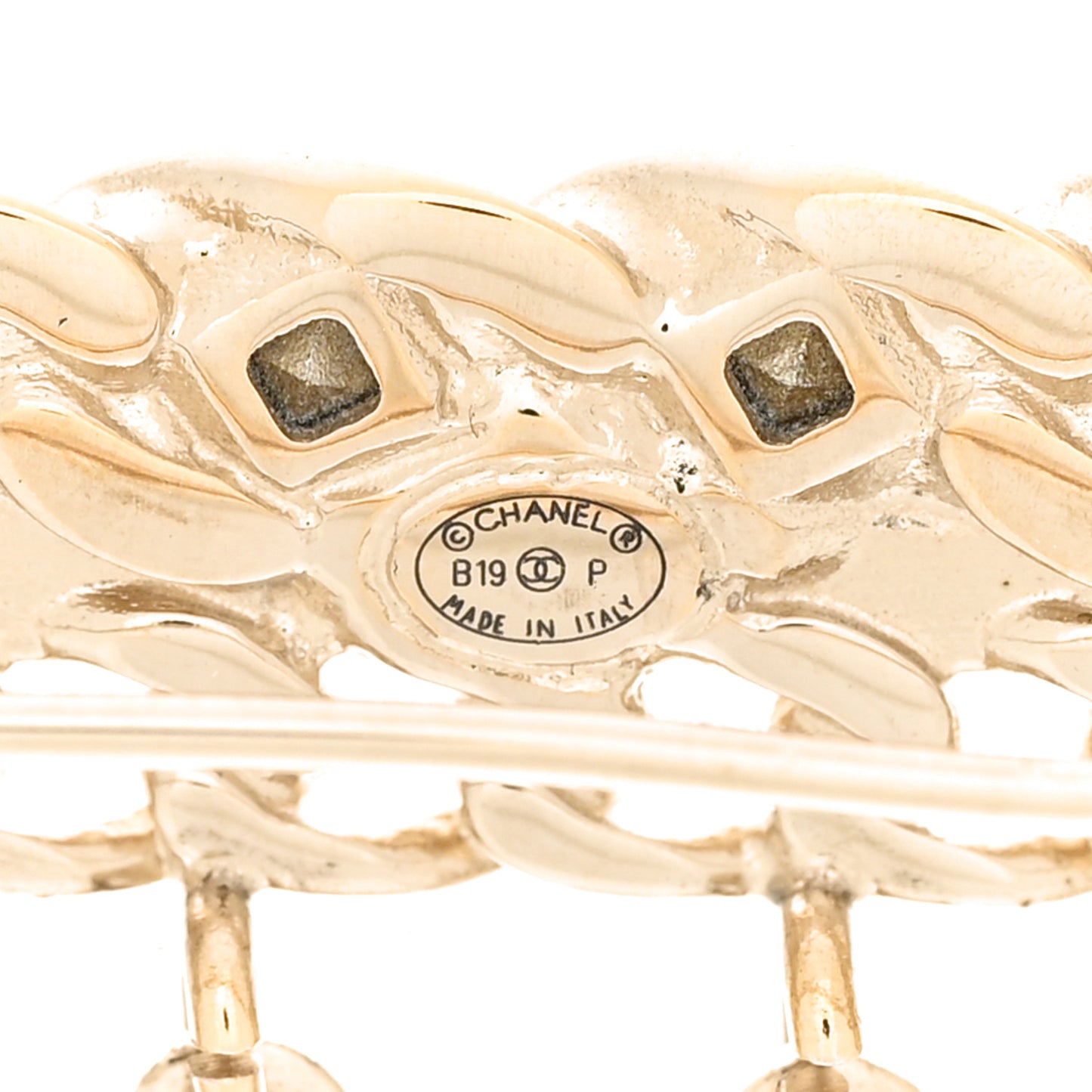 Crystal CC Logo Charms Brooch Gold
