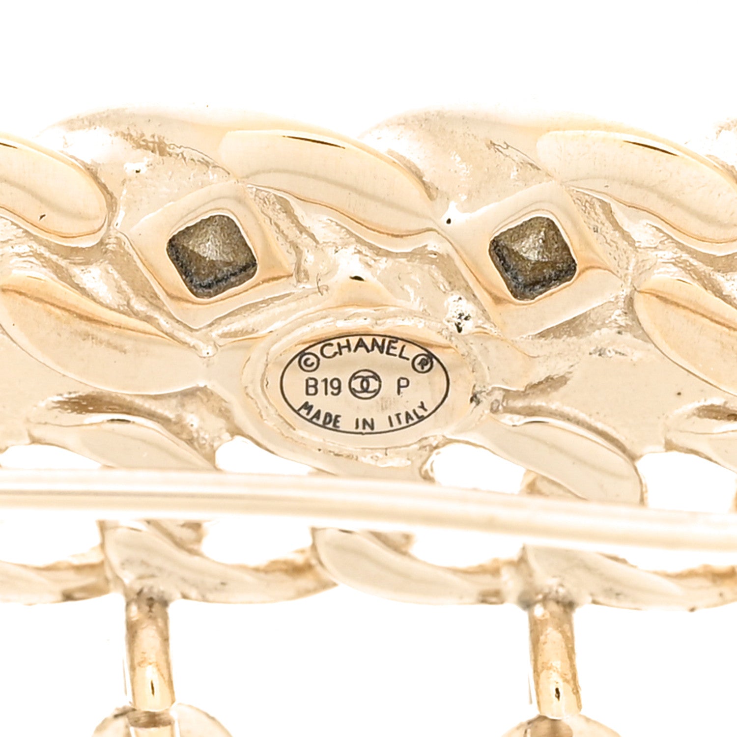 Chanel Crystal CC Logo Charms Brooch Gold 4 of 6