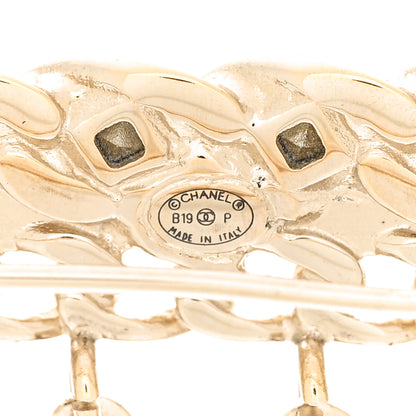 Chanel Crystal CC Logo Charms Brooch Gold 4 of 6