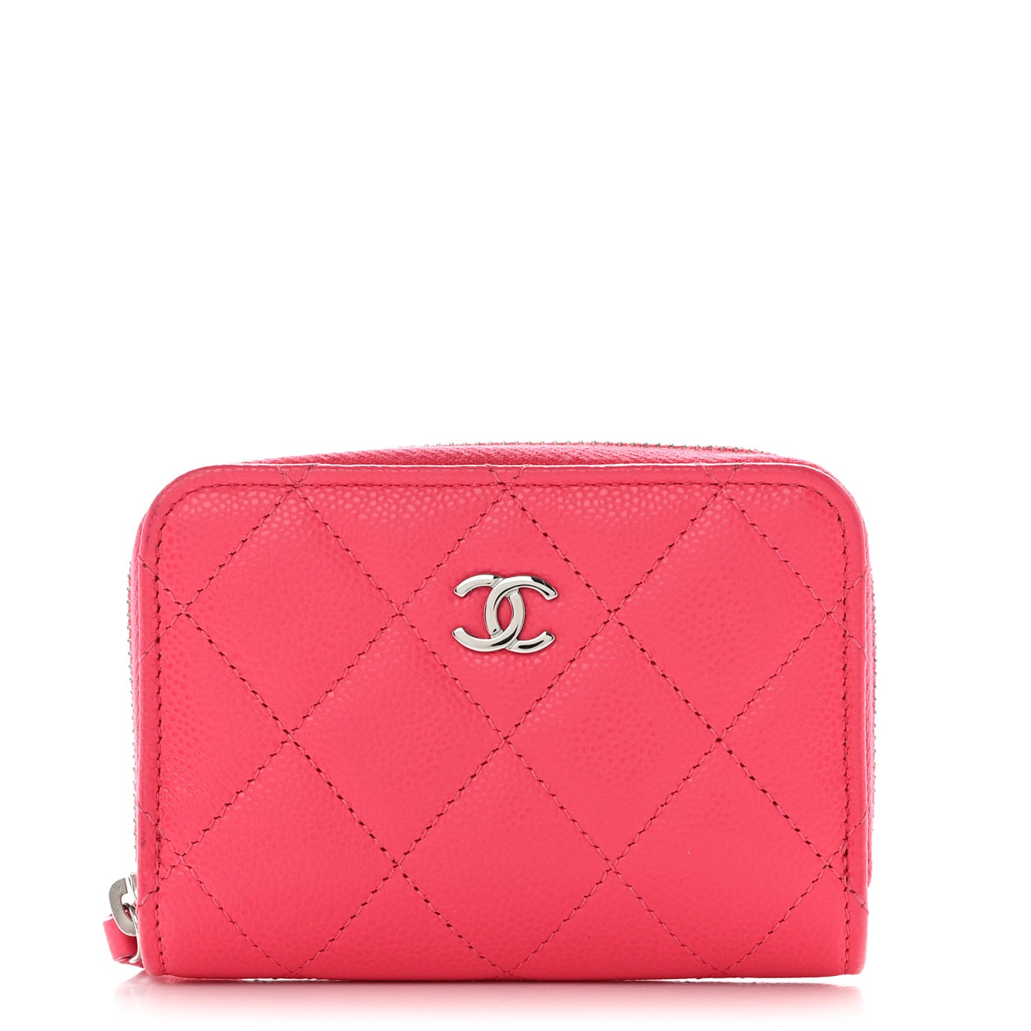Caviar Quilted Zip Coin Purse Fuchsia