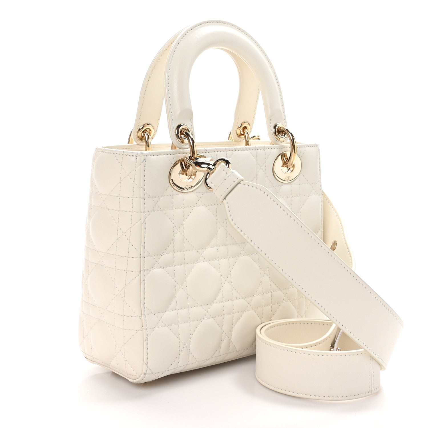 Christian Dior CHRISTIAN DIOR Lambskin Cannage Small My ABCDior Lady Dior White 3 of 9