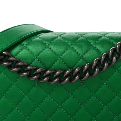 Chanel Metallic Calfskin Quilted Medium Boy Flap Green 8 of 10