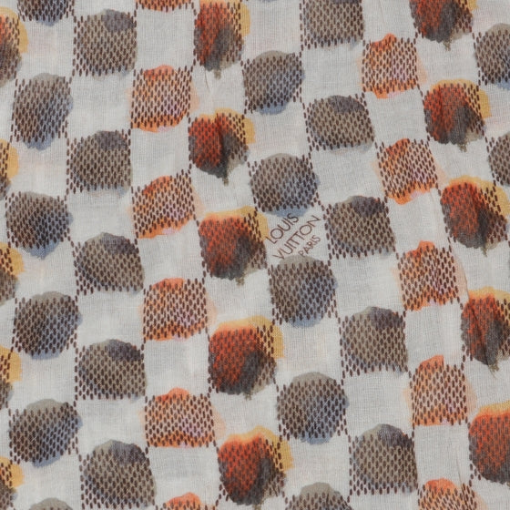 Louis Vuitton Cotton Painted Damier Etole Stole Scarf Marron 1 of 6