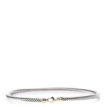 David Yurman Sterling Silver 18K Yellow Gold 3mm Cable Buckle Bracelet 1 of 4