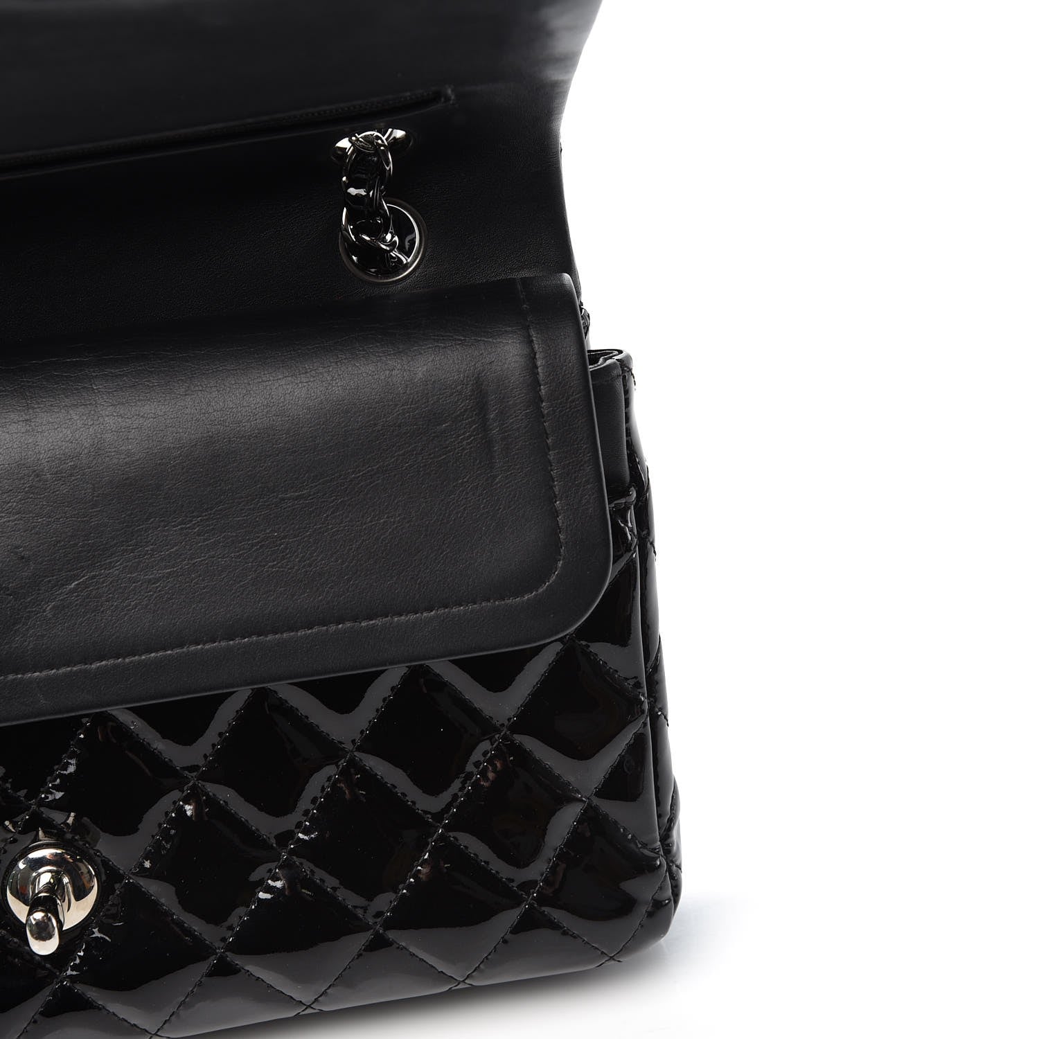 Chanel Patent Quilted Medium Double Flap Black 12 of 13