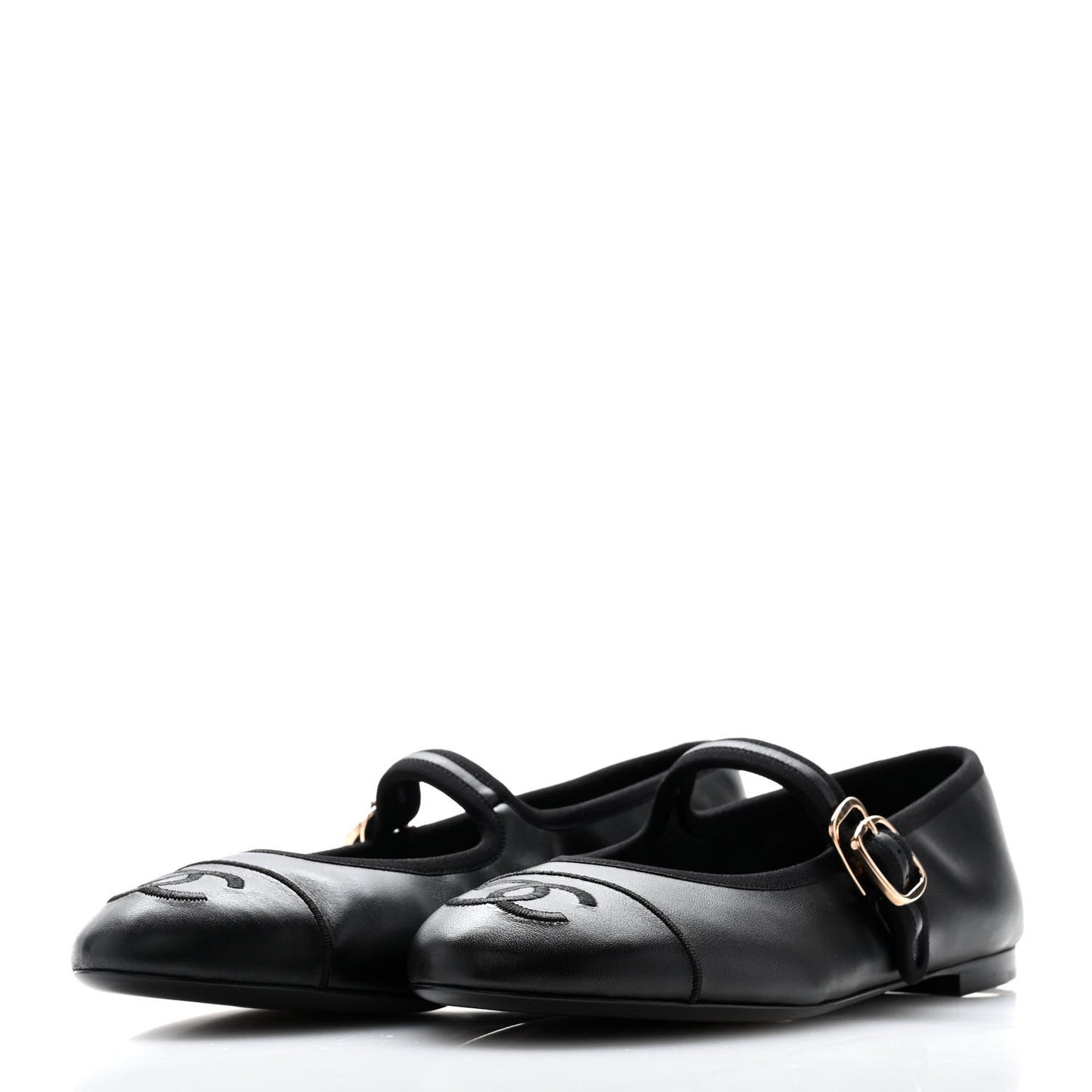 Lambskin Mary Jane Flats 38 Black