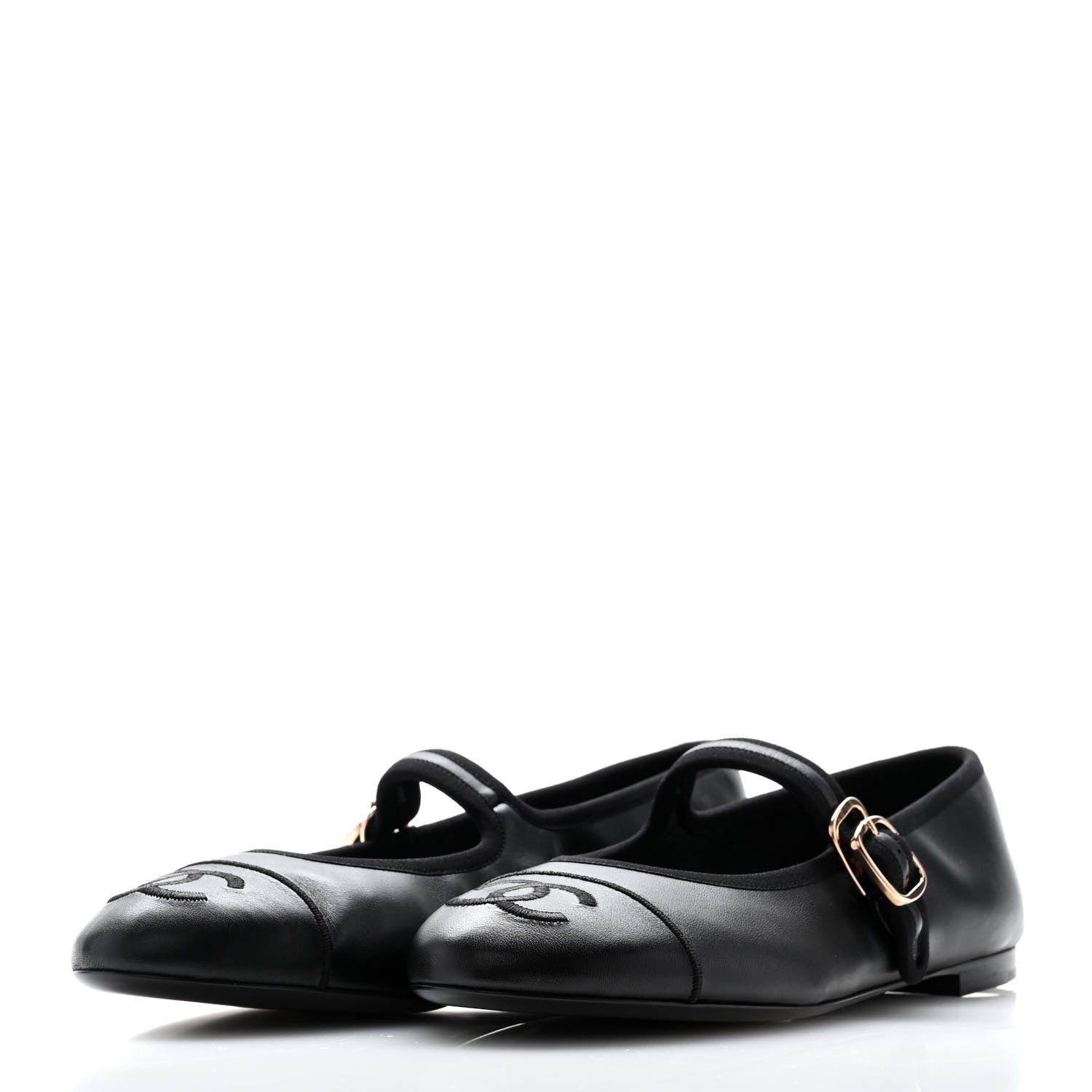 Chanel Lambskin Mary Jane Flats 38 Black 3 of 10