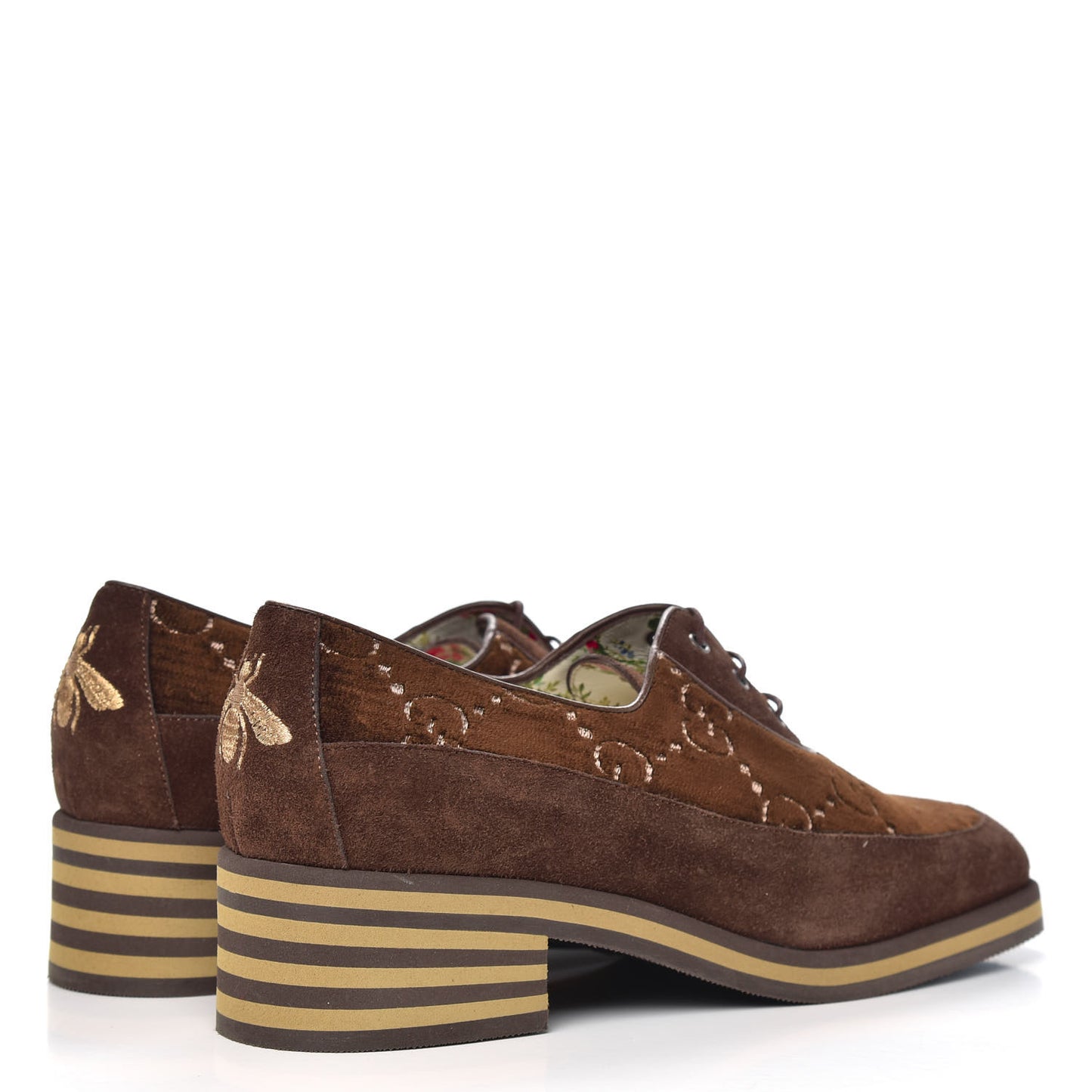 Velvet GG Monogram Thompson Derby Loafers 39.5 Vintage Cocoa Brown