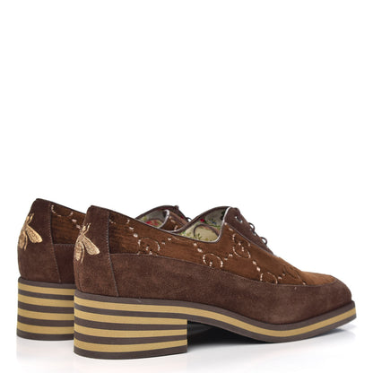 Gucci Velvet GG Monogram Thompson Derby Loafers 39.5 Vintage Cocoa Brown 4 of 9