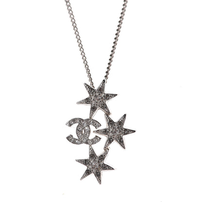 Chanel Crystal Bead CC Star Necklace Silver 4 of 5