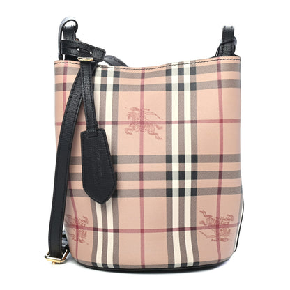 Burberry Haymarket Check Colours Small Lorne Bucket Crossbody Black 1 of 4