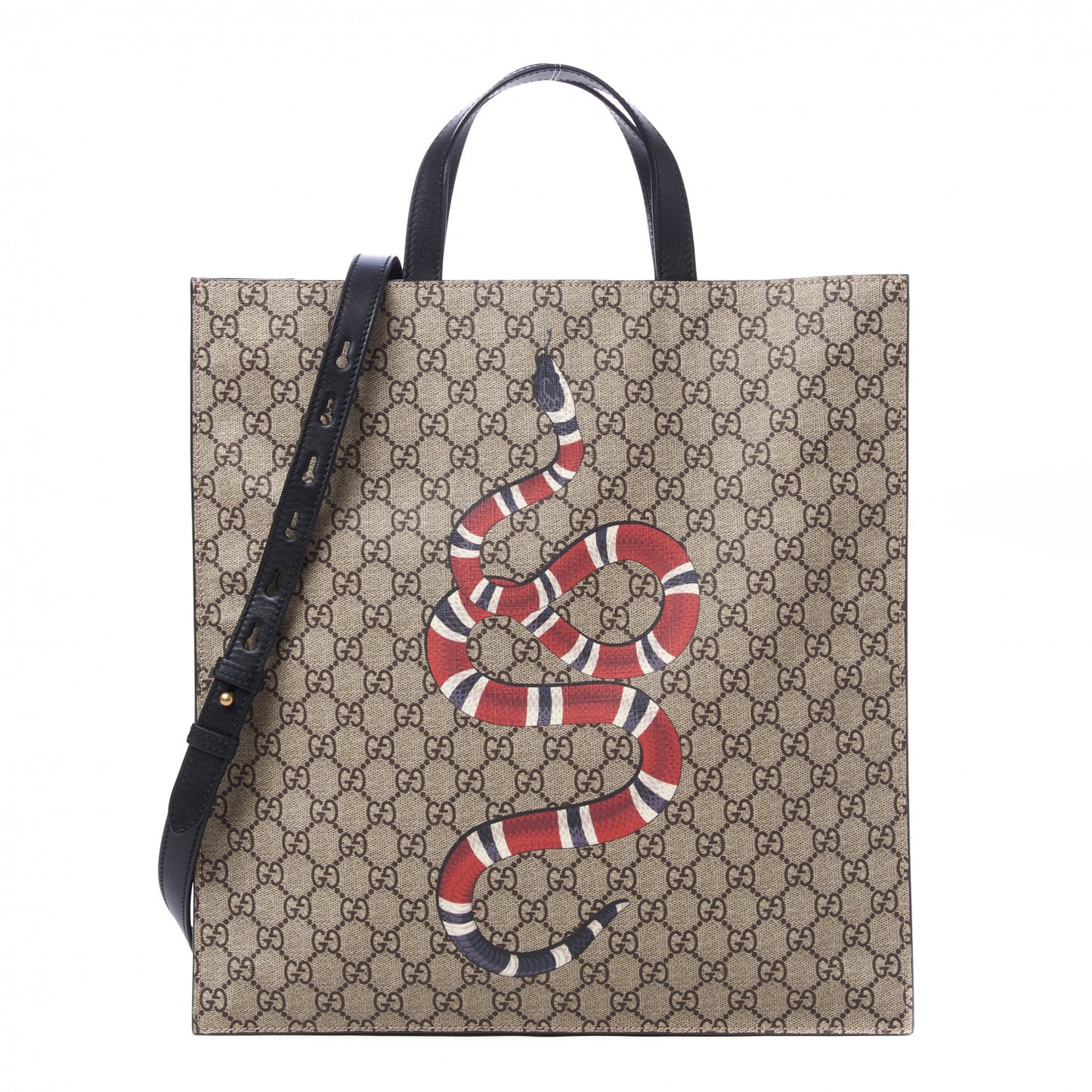 Soft GG Supreme Monogram Kingsnake Vertical Tote Black