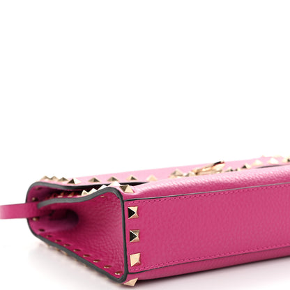 Valentino Garavani Pebbled Calfskin Medium Rockstud Flip Lock Crossbody Bag Rose Violet 8 of 9