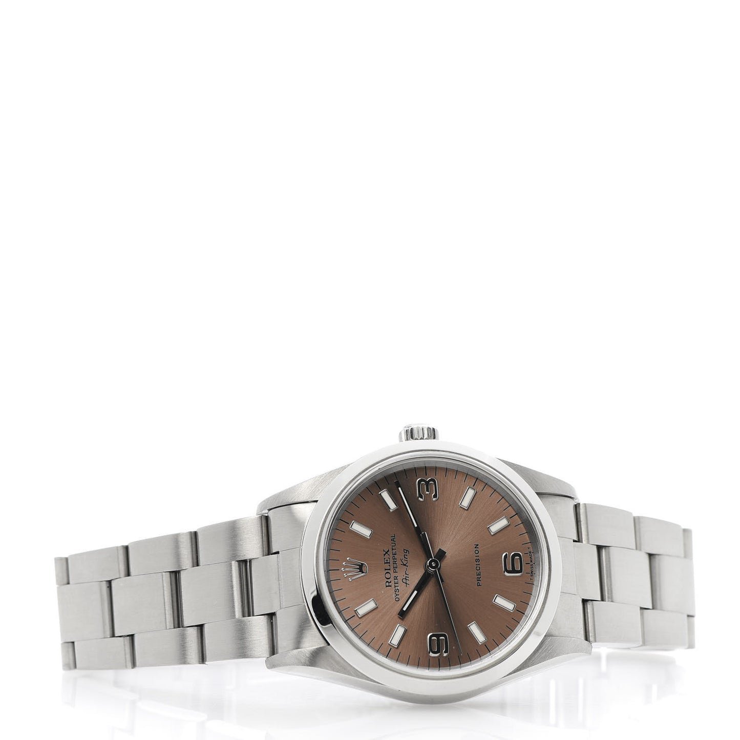 Stainless Steel 34mm Air-King Oyster Perpetual Precision Watch Brown 14000