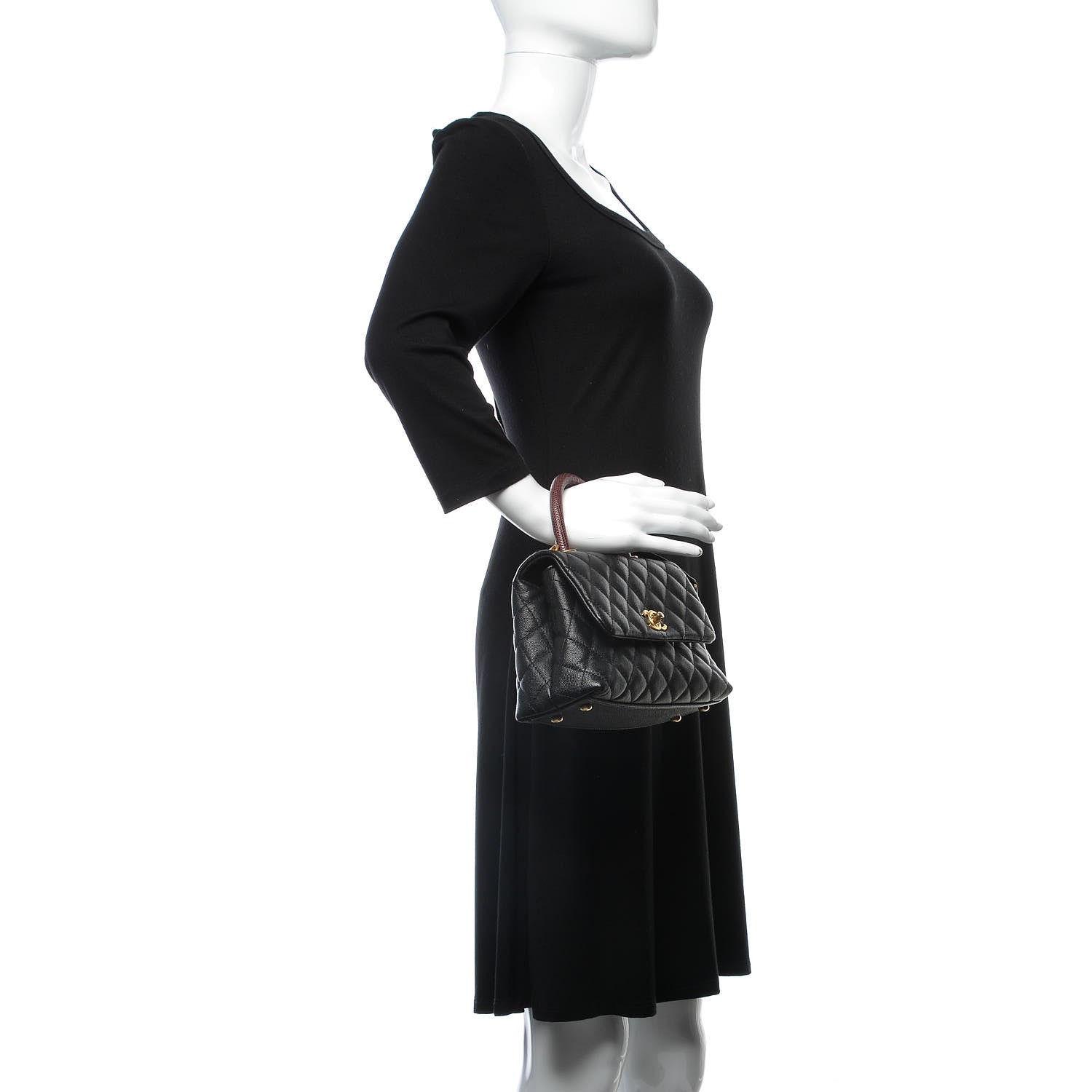 Chanel Caviar Lizard Quilted Mini Coco Handle Flap Black 2 of 9