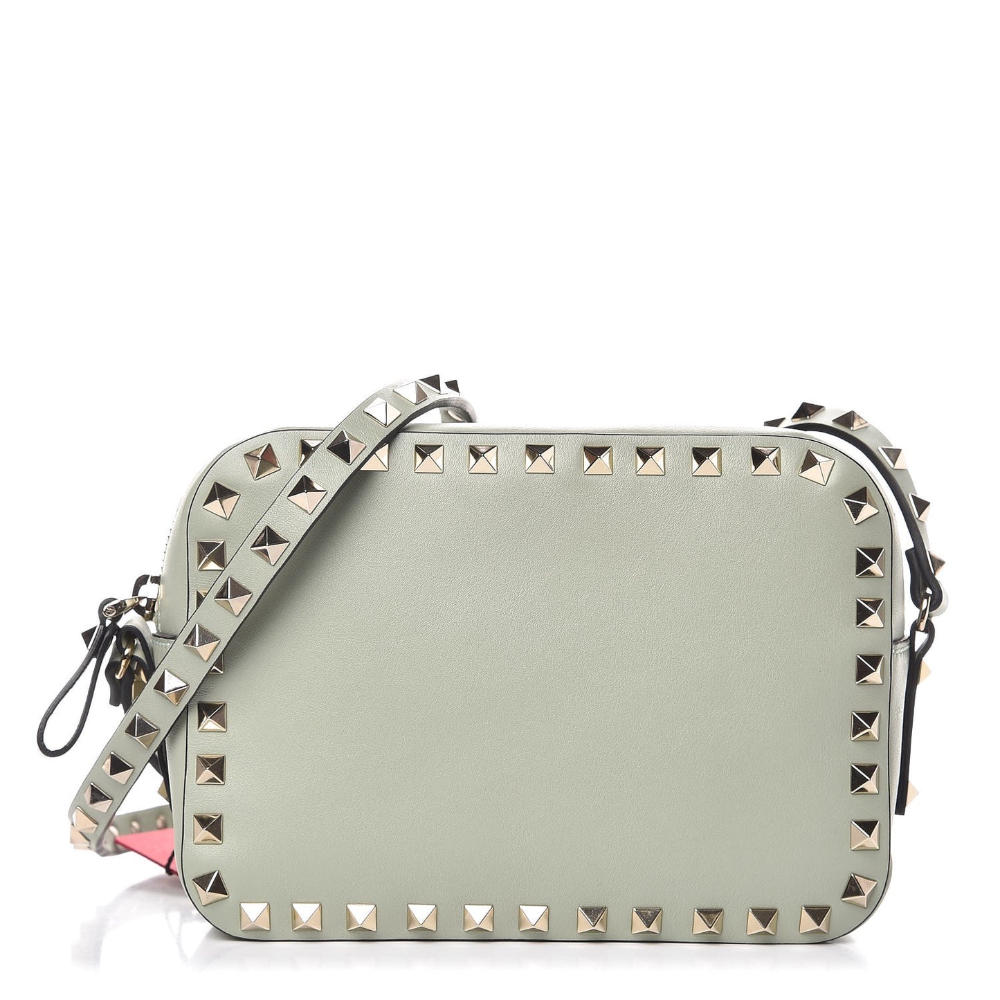 Calfskin Rockstud Camera Crossbody Bag Green Tea Sorbet