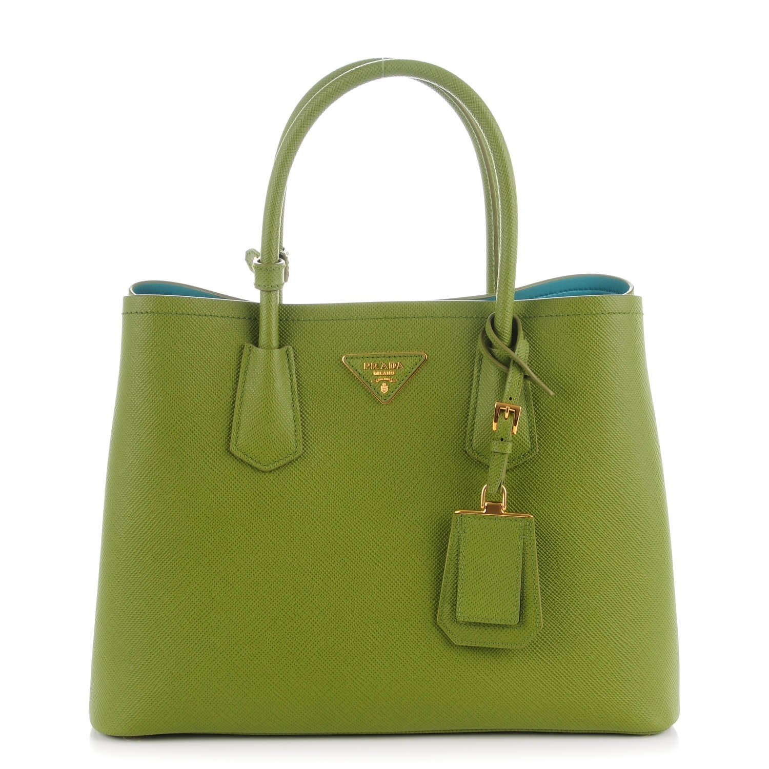 Prada Saffiano Cuir Small Double Bag Edera Anice 1 of 8