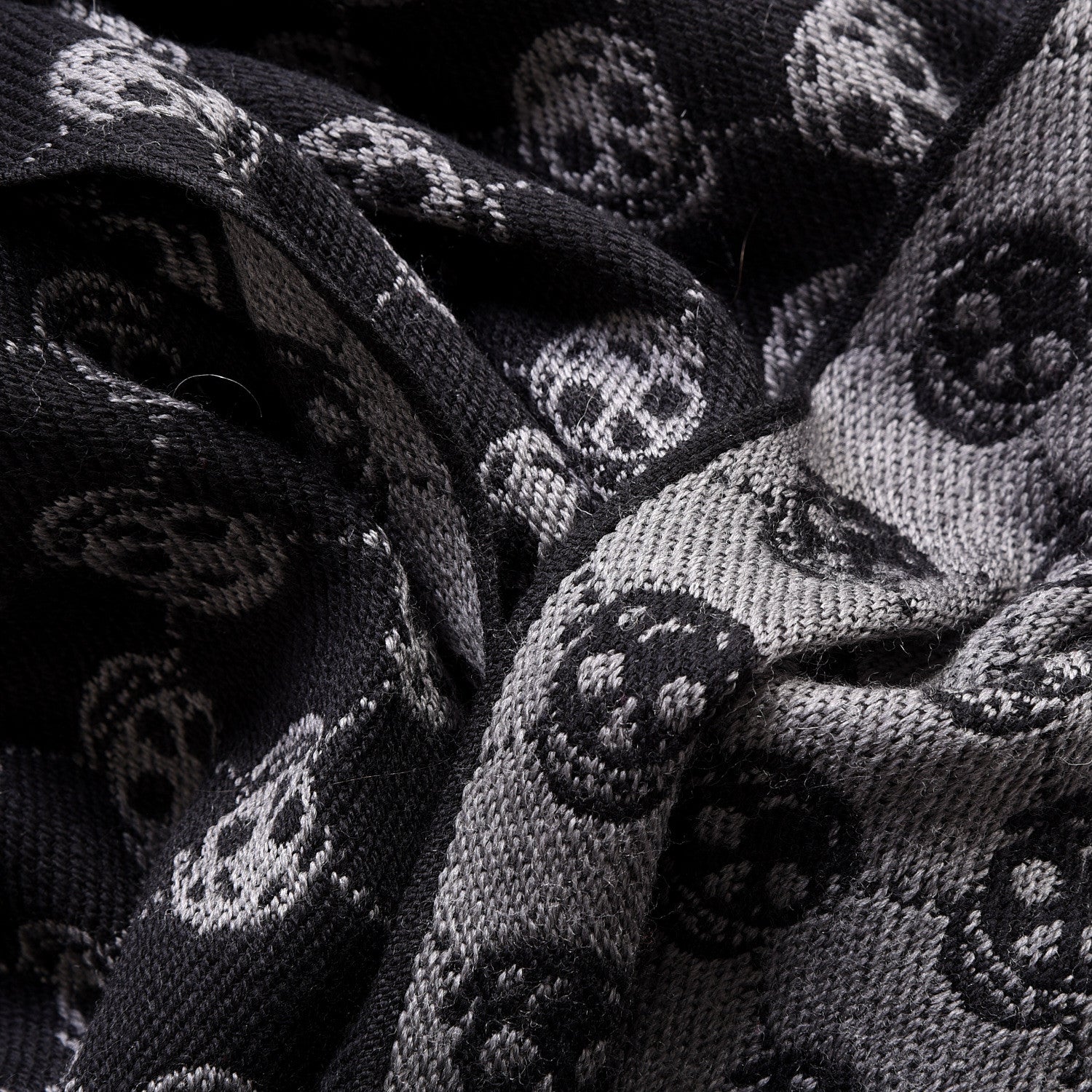Alexander McQueen Wool Skull Scarf Black Grey 3 of 4