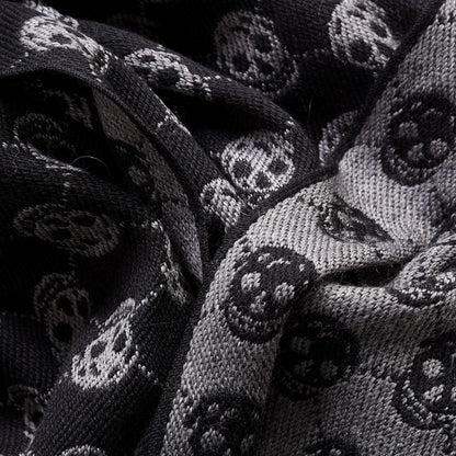 Alexander McQueen Wool Skull Scarf Black Grey 3 of 4