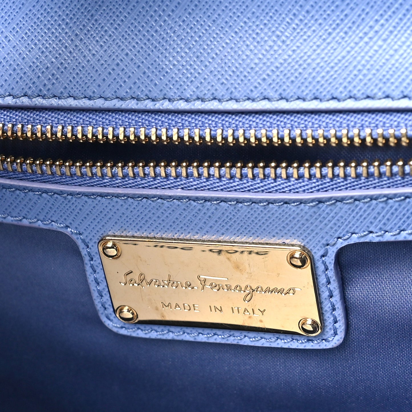 Hammered Calfskin Vara Bow Chain Crossbody Blue