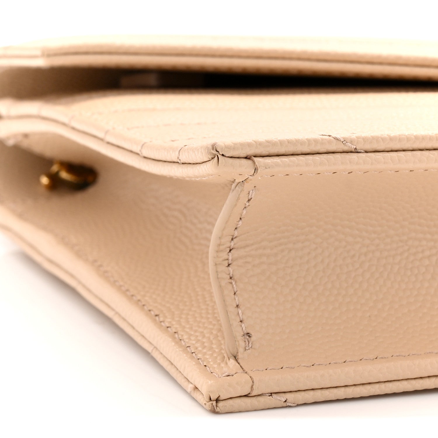 Saint Laurent Grain De Poudre Matelasse Chevron Monogram Envelope Chain Wallet Nude Powder 9 of 12