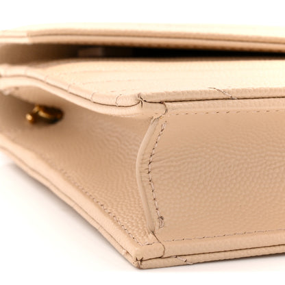 Saint Laurent Grain De Poudre Matelasse Chevron Monogram Envelope Chain Wallet Nude Powder 9 of 12