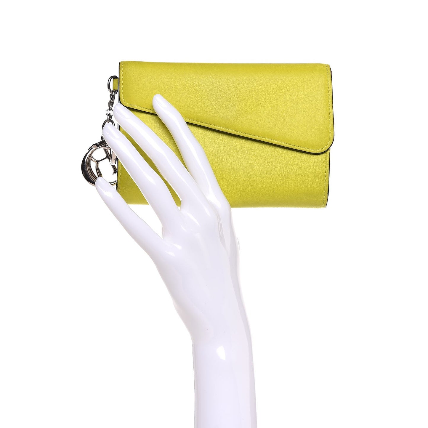 Smooth Calfskin Bi-Color Diorissimo Wallet Jaune Fluo
