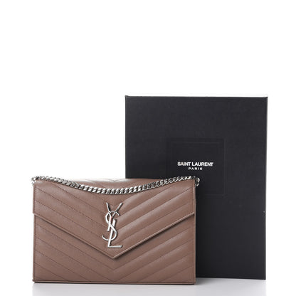 Saint Laurent Grain De Poudre Matelasse Chevron Monogram Chain Wallet Fard 13 of 13