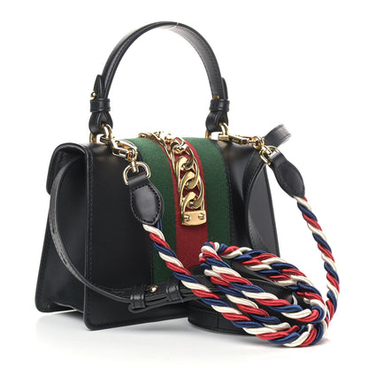 Gucci Calfskin Mini Sylvie Top Handle Bag Black 3 of 9