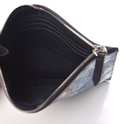 Gucci GG Supreme Monogram Blooms Small Zip Wristlet Pouch Beige Blue Black 5 of 7