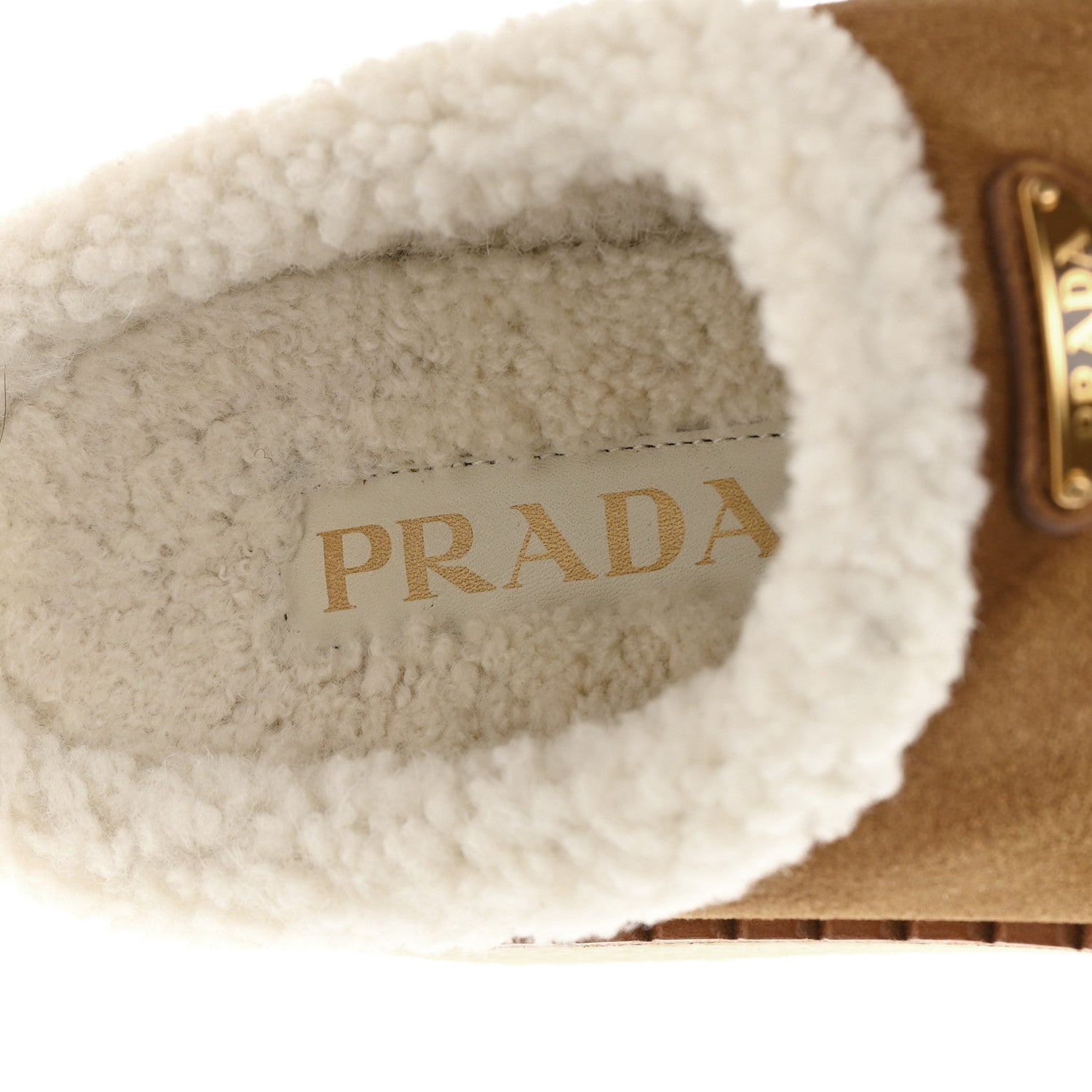 Prada Shearling Suede Scamosciato Delave Winter Mules 38.5 Cannella 8 of 9