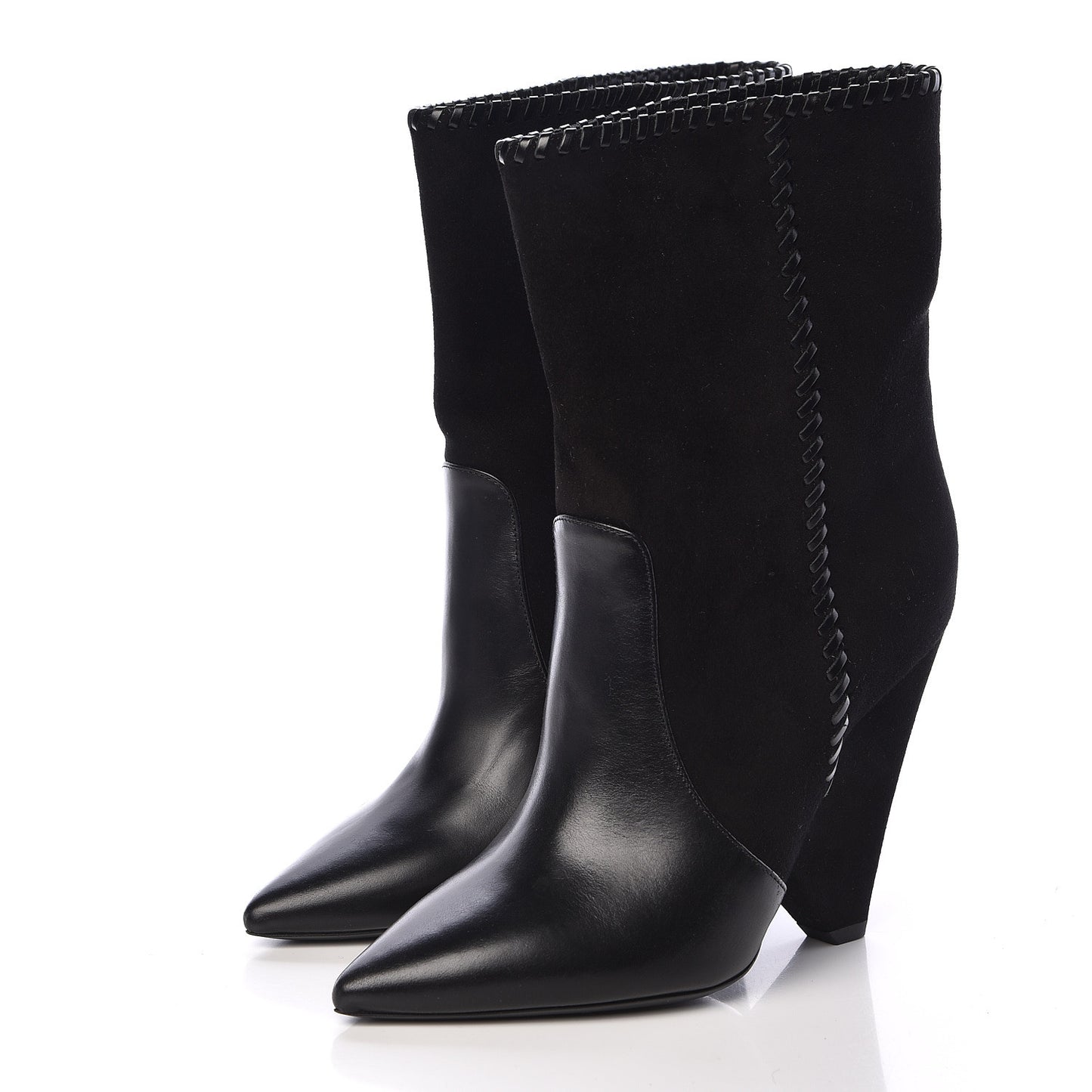 Suede Calfskin Niki 105 Wedge Booties 36 Black