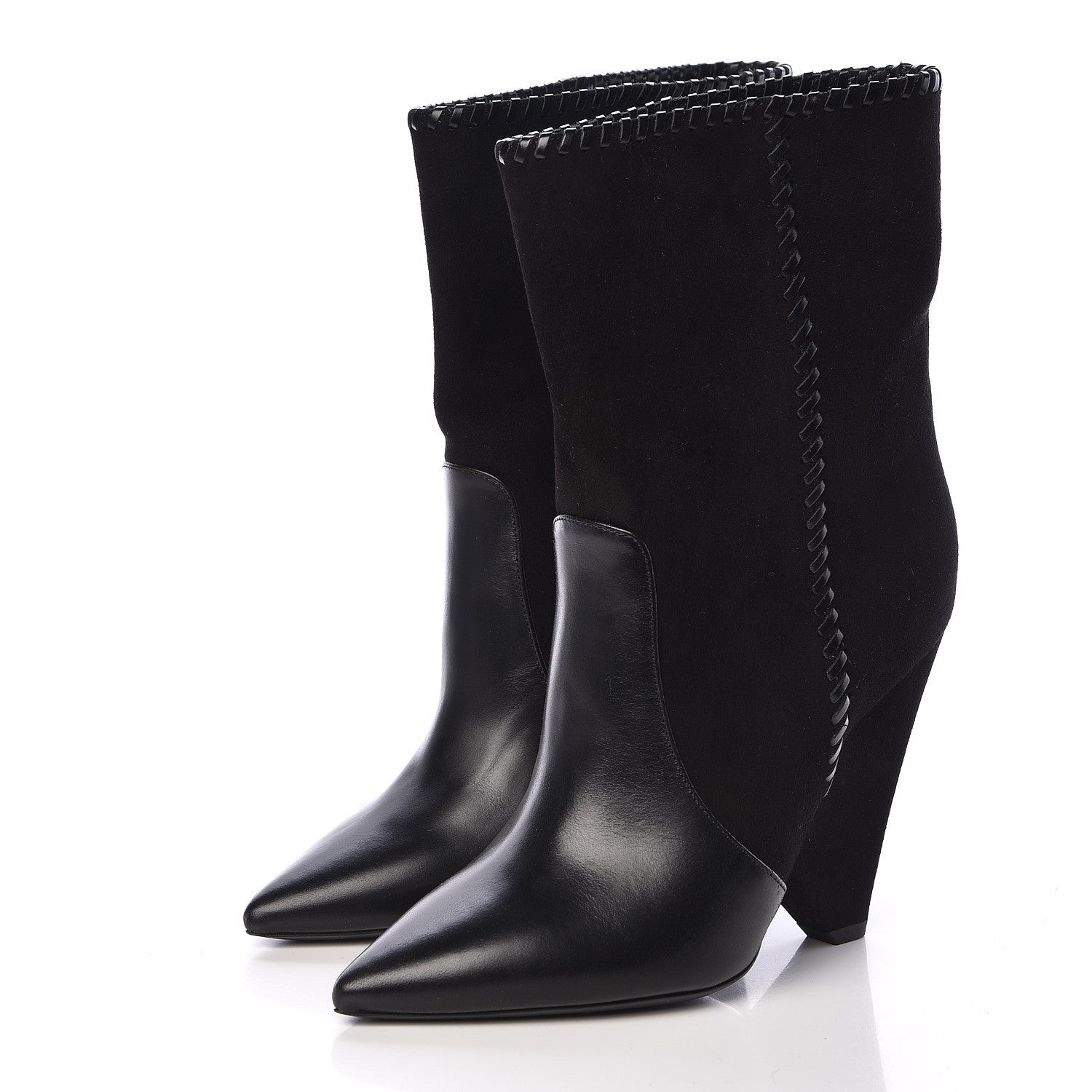 Saint Laurent Suede Calfskin Niki 105 Wedge Booties 36 Black 3 of 10