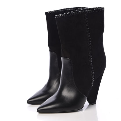 Saint Laurent Suede Calfskin Niki 105 Wedge Booties 36 Black 3 of 10