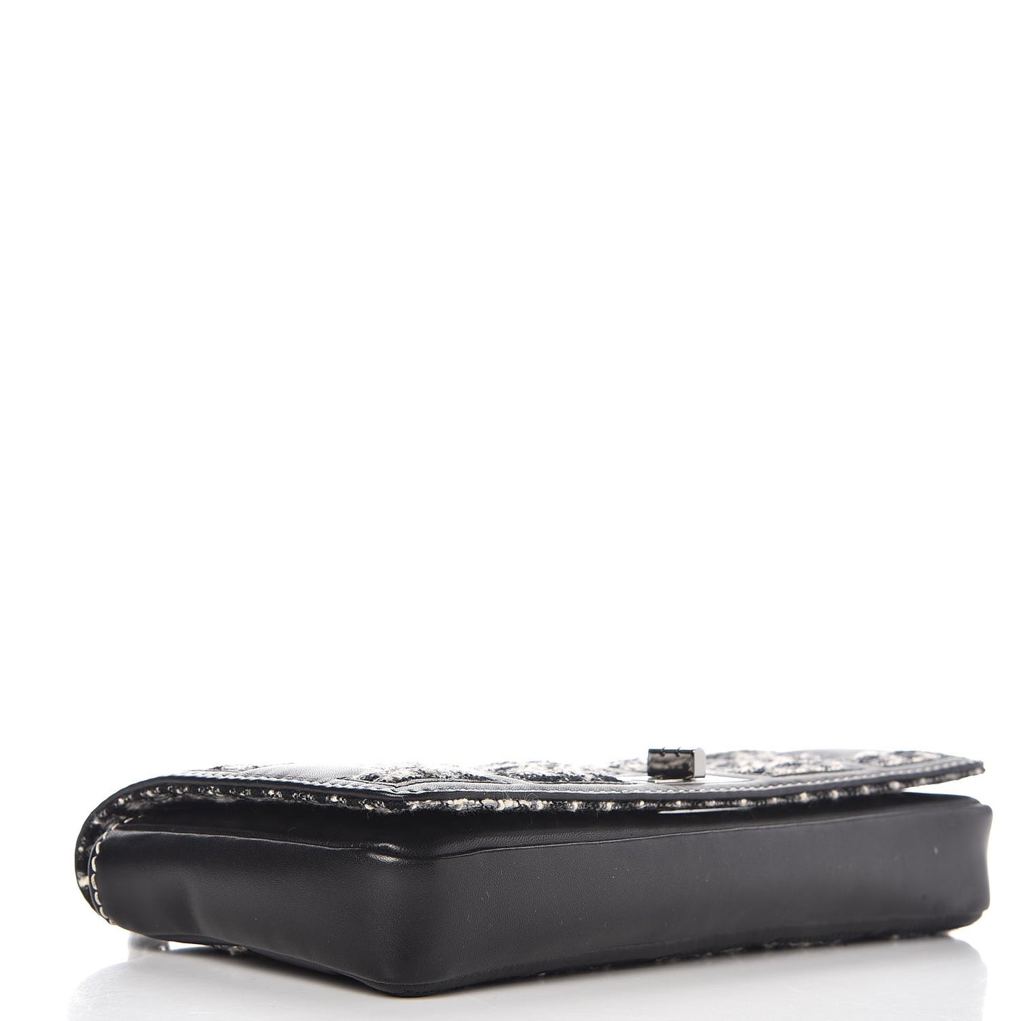 Lambskin Tweed East West Flap Black