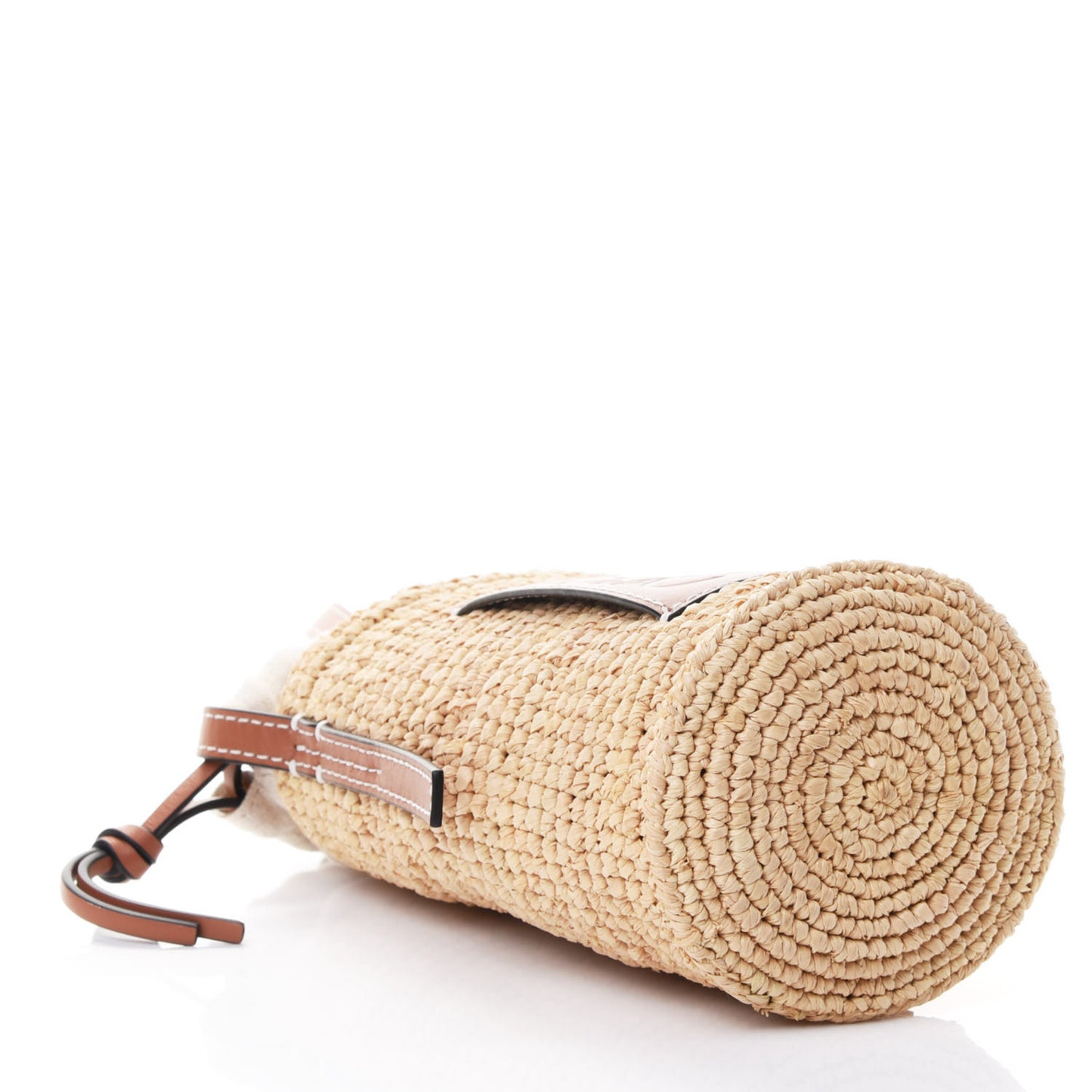 Calfskin Raffia Paulas Ibiza Bucket Bag Natural Tan
