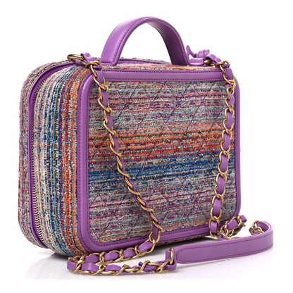 Chanel Tweed Quilted Medium CC Filigree Vanity Case Purple Multicolor 2 of 9