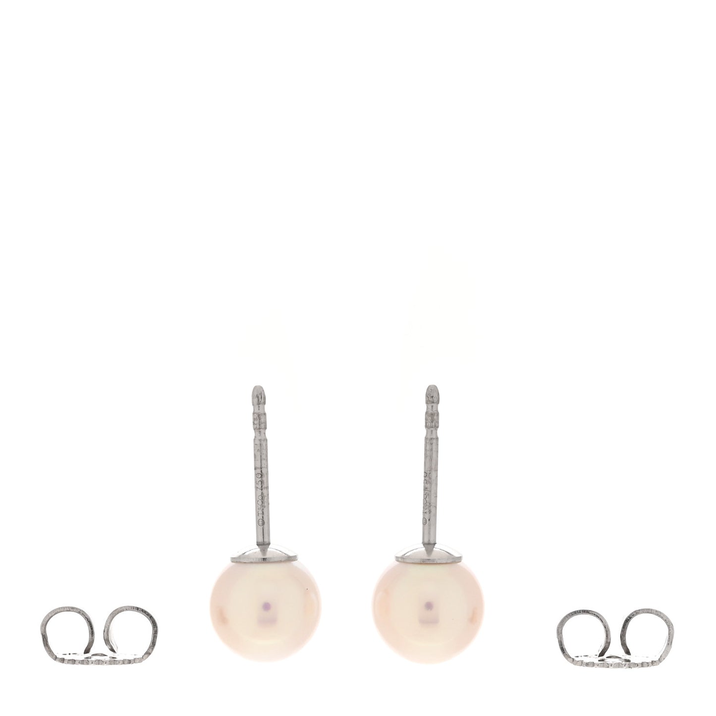 18K White Gold Cultured Pearl 6.5-7mm Stud Earrings