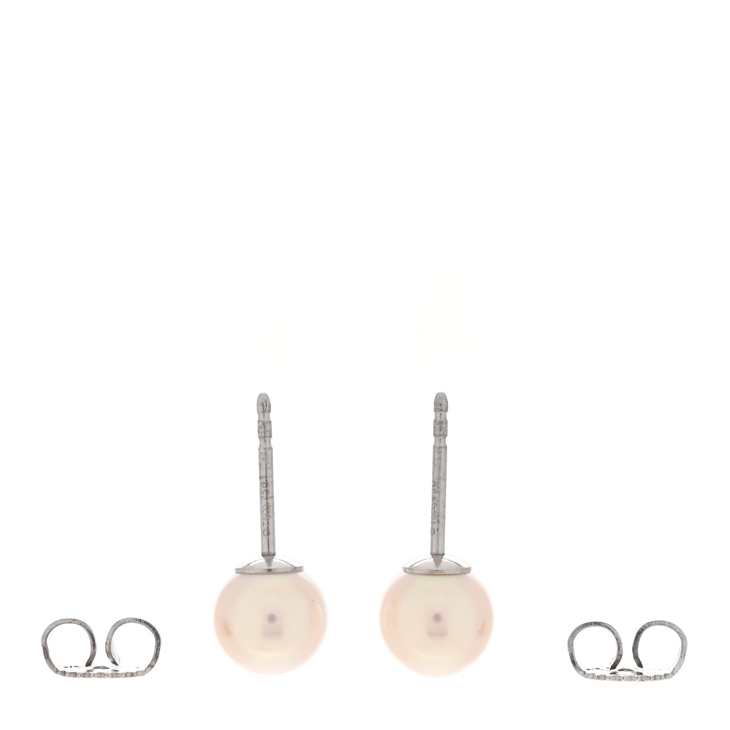 Tiffany 18K White Gold Cultured Pearl 6.5-7mm Stud Earrings 3 of 4
