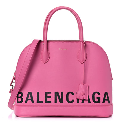 Balenciaga Signature Grained Calfskin Logo M Ville Top Handle Bag Rose Bubblegum Black 1 of 12