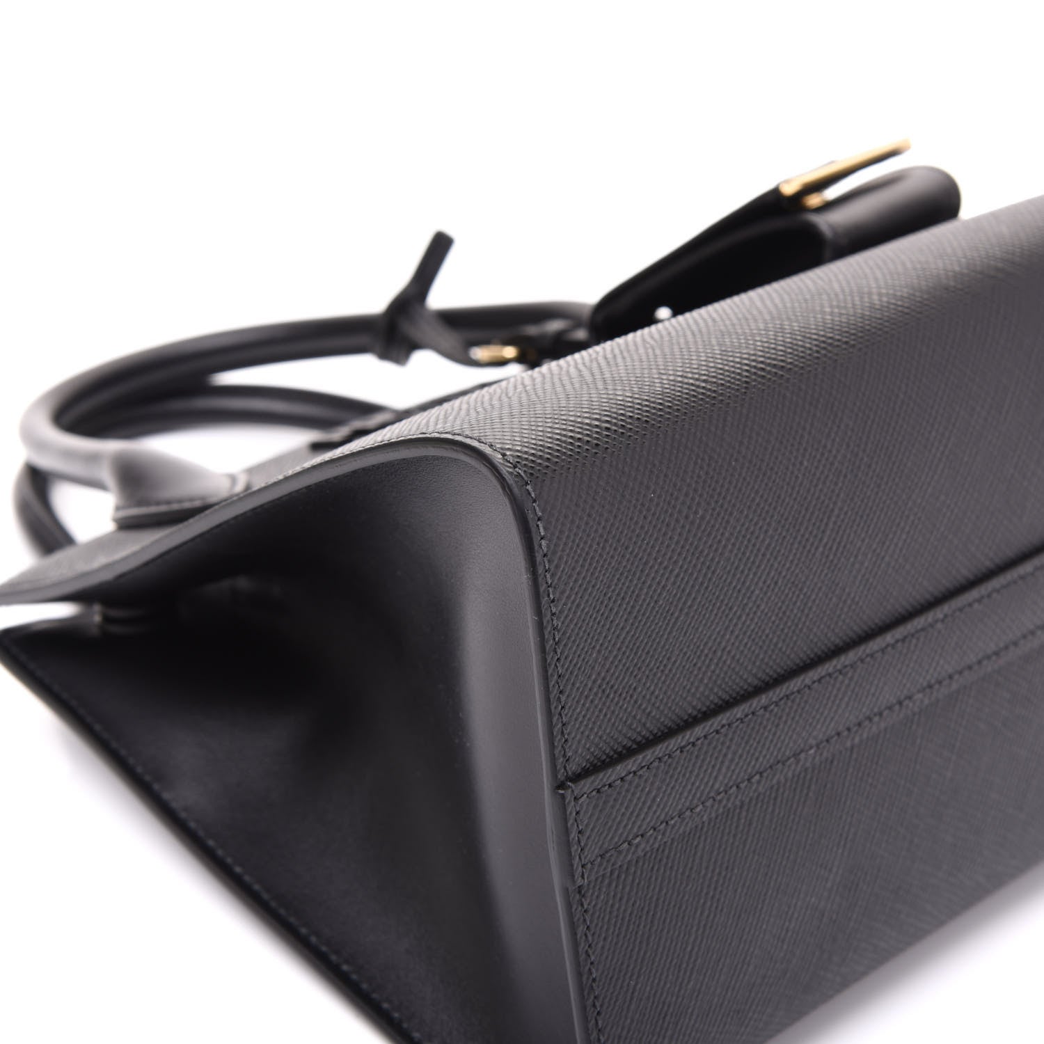 Prada Saffiano Cuir Calfskin Small Monochrome Top Handle Tote Black 4 of 9