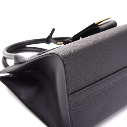 Prada Saffiano Cuir Calfskin Small Monochrome Top Handle Tote Black 4 of 9