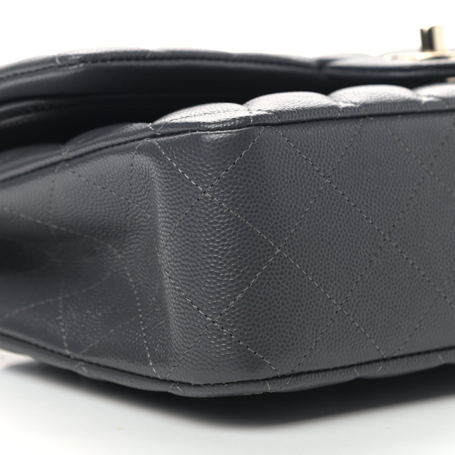 Caviar Quilted Medium Double Flap Dark Grey
