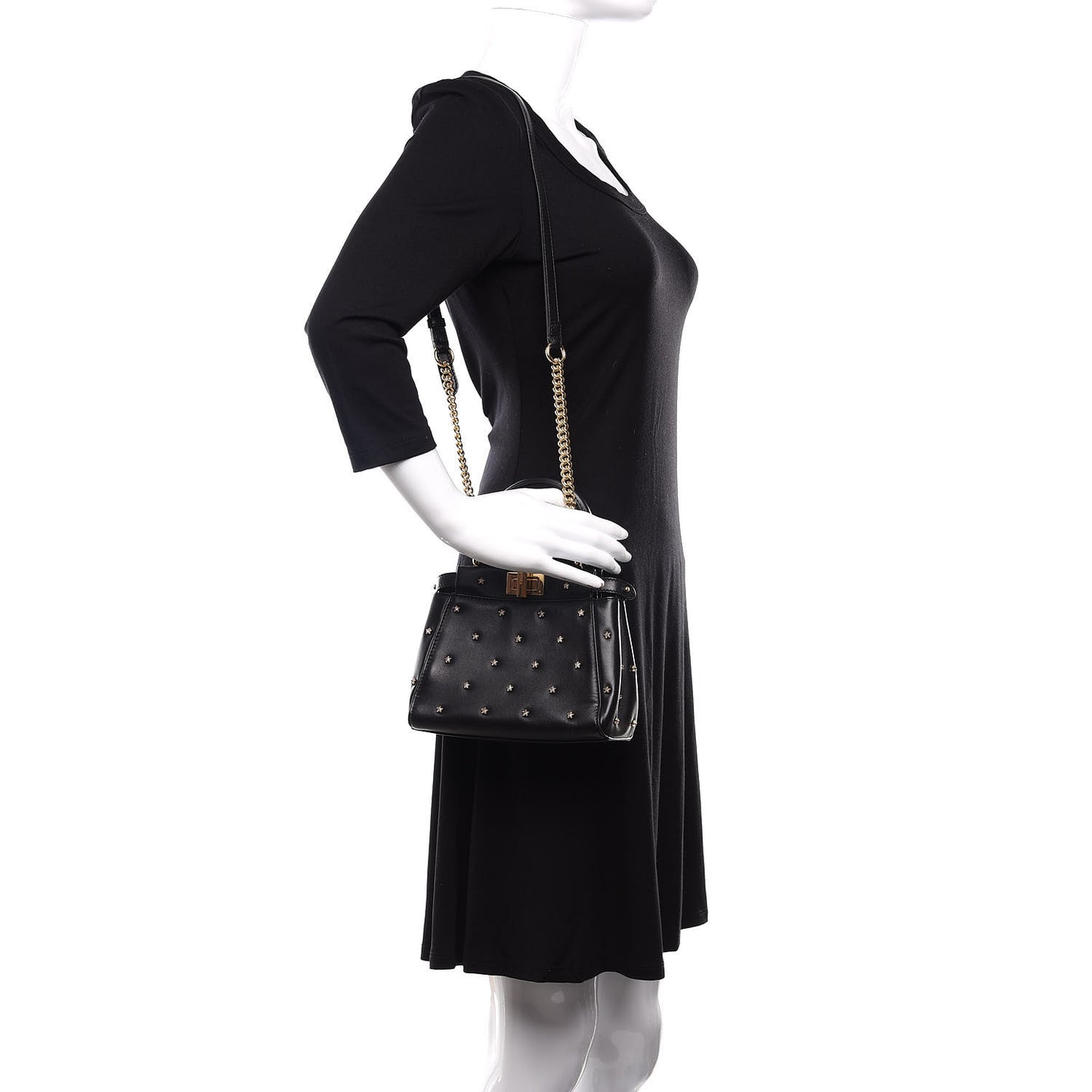 Nappa Crystal Studded XS Peekaboo Iconic Satchel Black