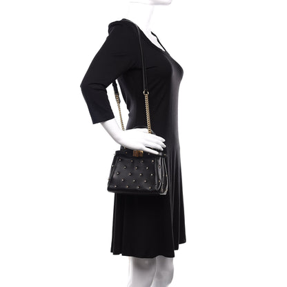 Fendi Nappa Crystal Studded XS Peekaboo Iconic Satchel Black 2 of 11
