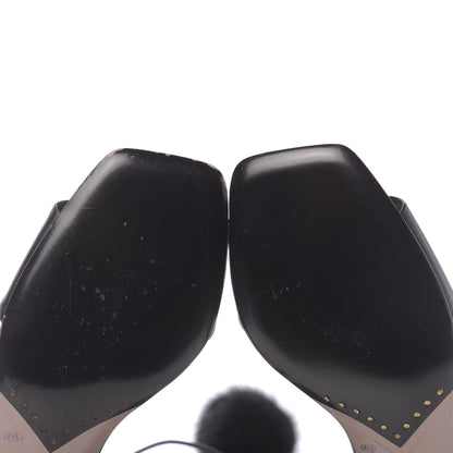 Gucci Calfskin Heloise Lace Up Pom Sandals 37 Black 6 of 8