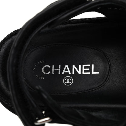 Chanel Fabric Velcro Dad Sandals 35 Black 8 of 15