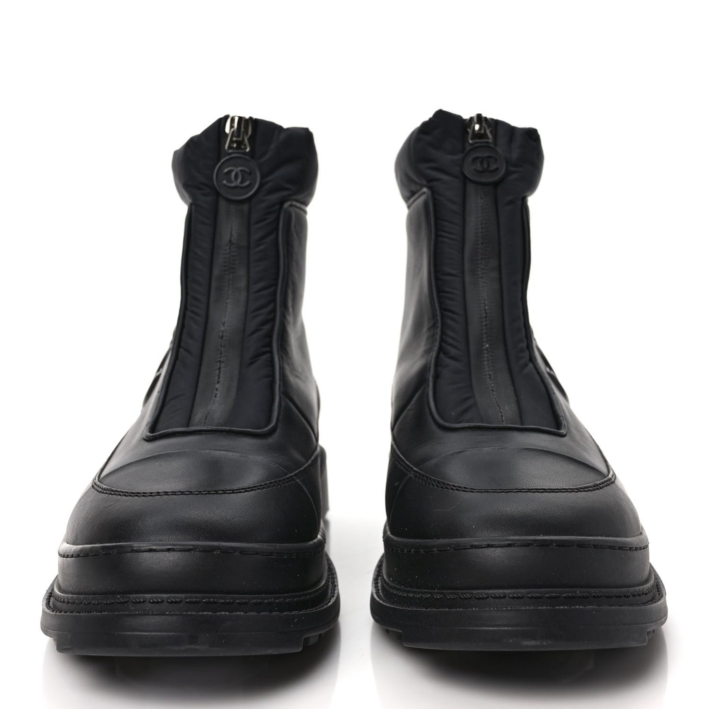 Calfskin Nylon CC Ankle Snow Boots 40 Black